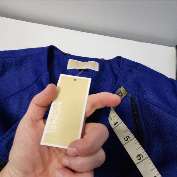 MICHAEL Michael Kors NEW AZURITE Moto Faux Leather Zip Jacket 4 See Photo 4 Wear - Picture 4 of 10